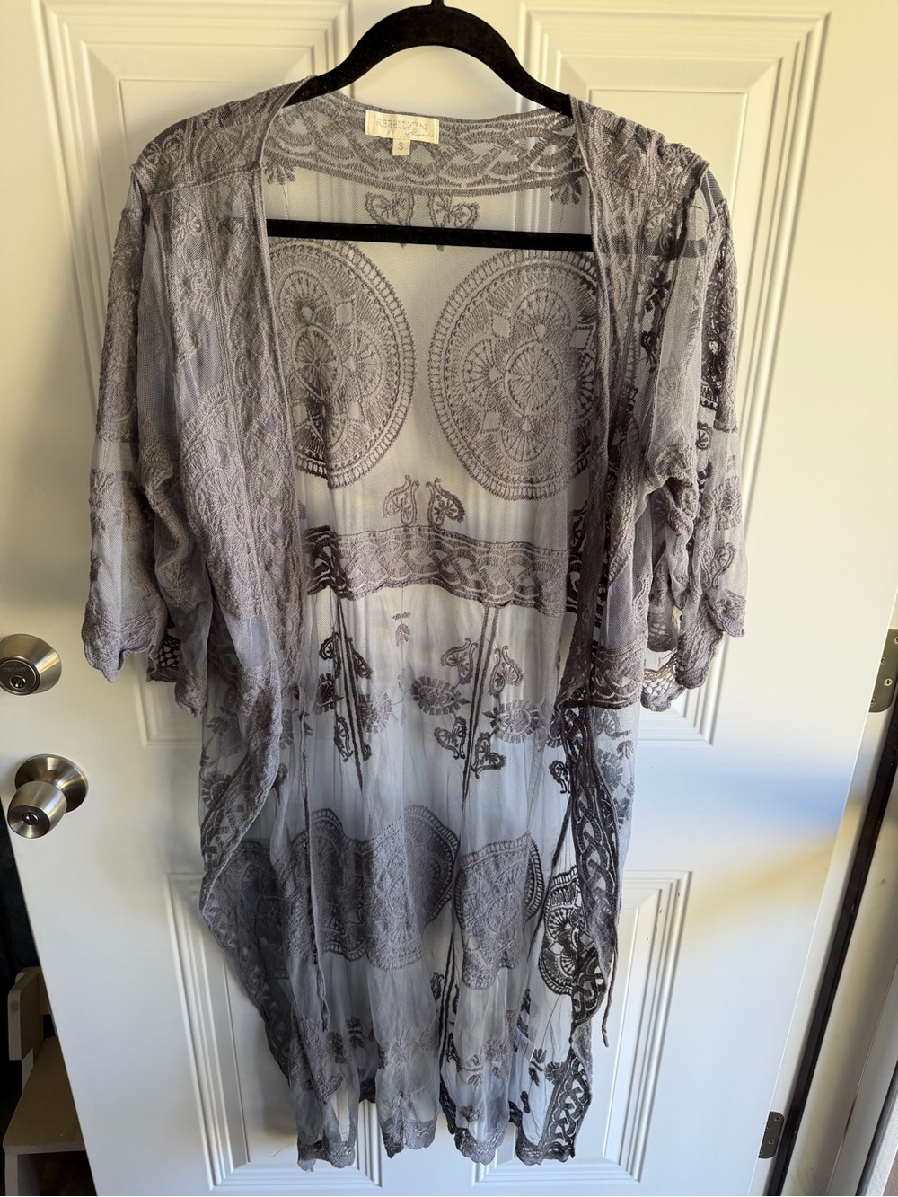 Rebellion Again Sheer Lace Kimono Duster Cardigan size small